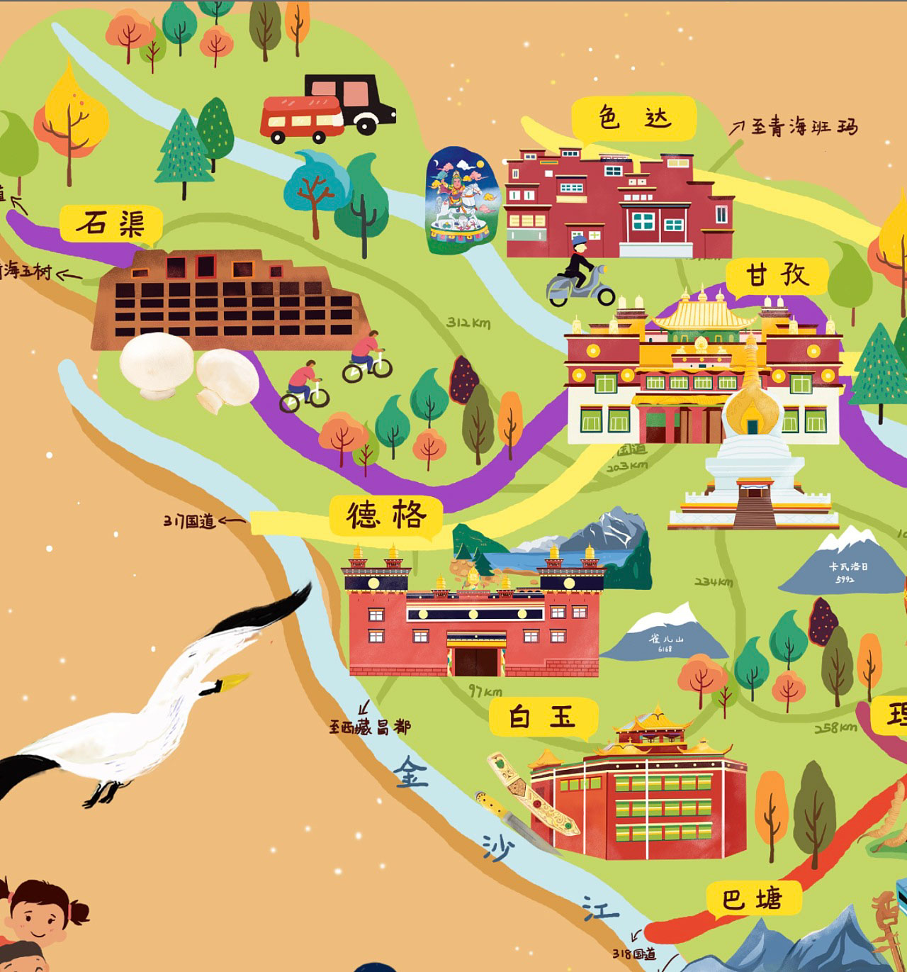 文罗镇手绘地图景区的文化宝库